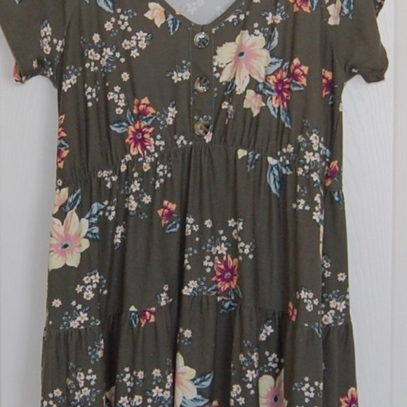 NO BO Juniors Size L (11-13), 35" Bust, Midi Floral Green Dress - Picture 4 of 7